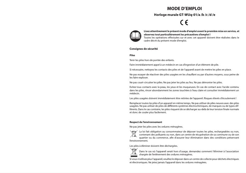 Page n°1 - Manuel utilisateur GlobalTronics GT-WUq-01