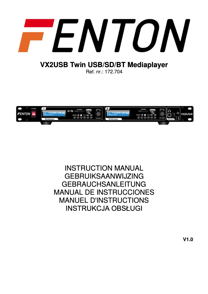 Page 1 de la notice Manuel utilisateur Fenton VX2USB