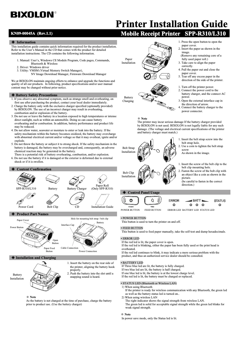 Image de la première page du manuel de l'appareil SPP-R310