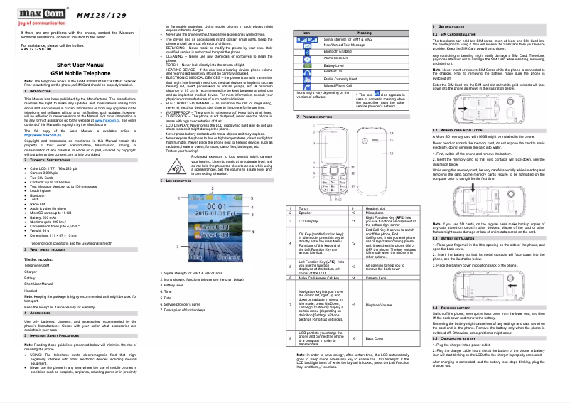 Page 1 de la notice Manuel utilisateur MaxCom MM129