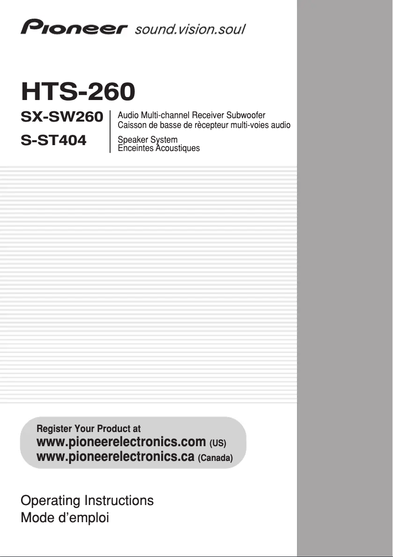Image de la première page du manuel de l'appareil HTS-260