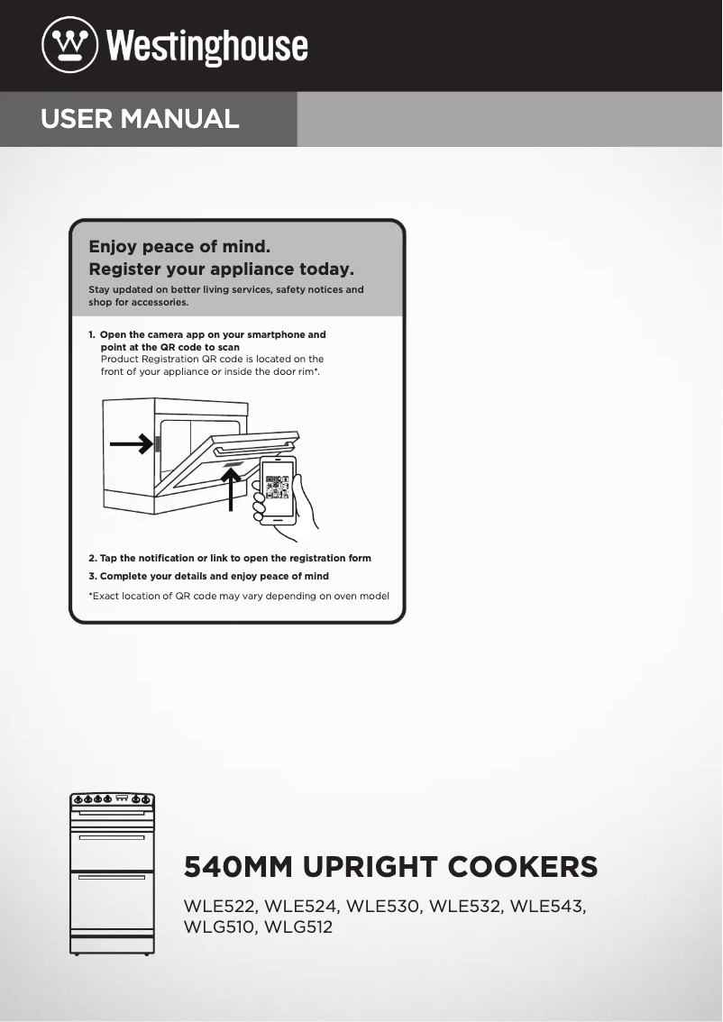 Page 1 de la notice Manuel utilisateur Westinghouse WLE530WCA