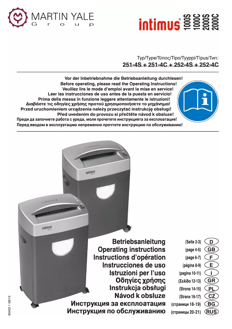 Page n°1 - Manuel utilisateur Intimus 1000 S