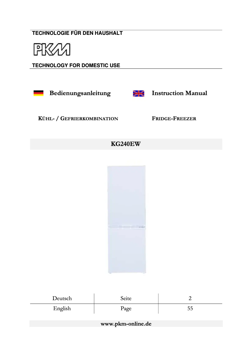 Page 1 de la notice Manuel utilisateur PKM KG240EW