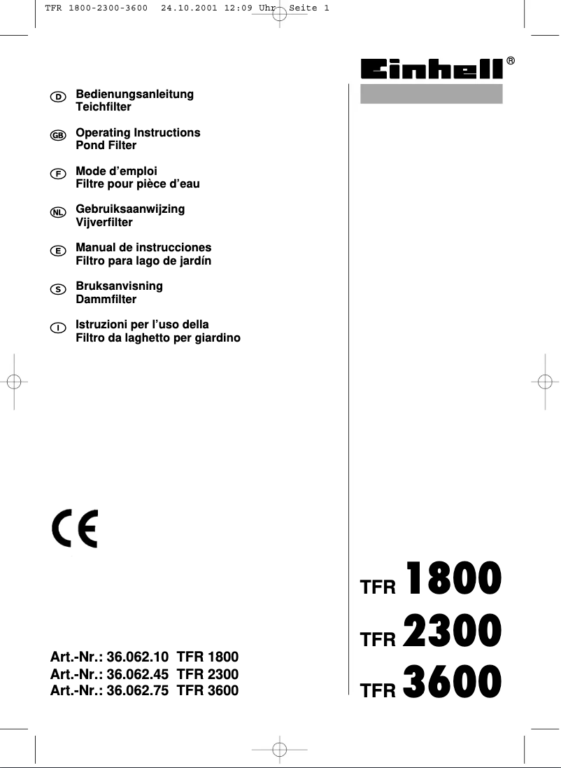 Page 1 de la notice Manuel utilisateur Einhell TFR 2300
