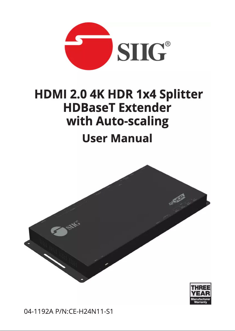 Page 1 de la notice Manuel utilisateur Siig CE-H24N11-S1