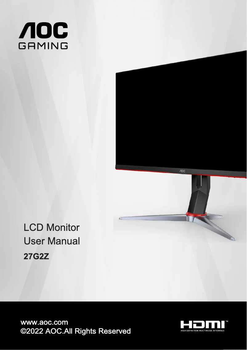 Page n°1 - Manuel utilisateur AOC 27G2Z