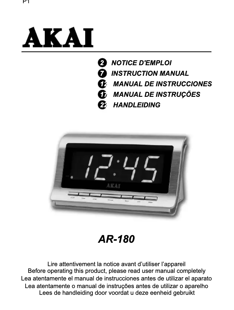 Image de la première page du manuel de l'appareil AR-180K