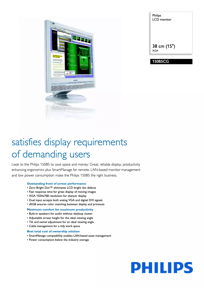 Page 1 de la notice Fiche technique Philips 150B5CG