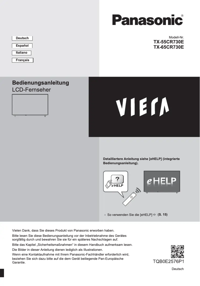 Image de la première page du manuel de l'appareil TX-55CR730E