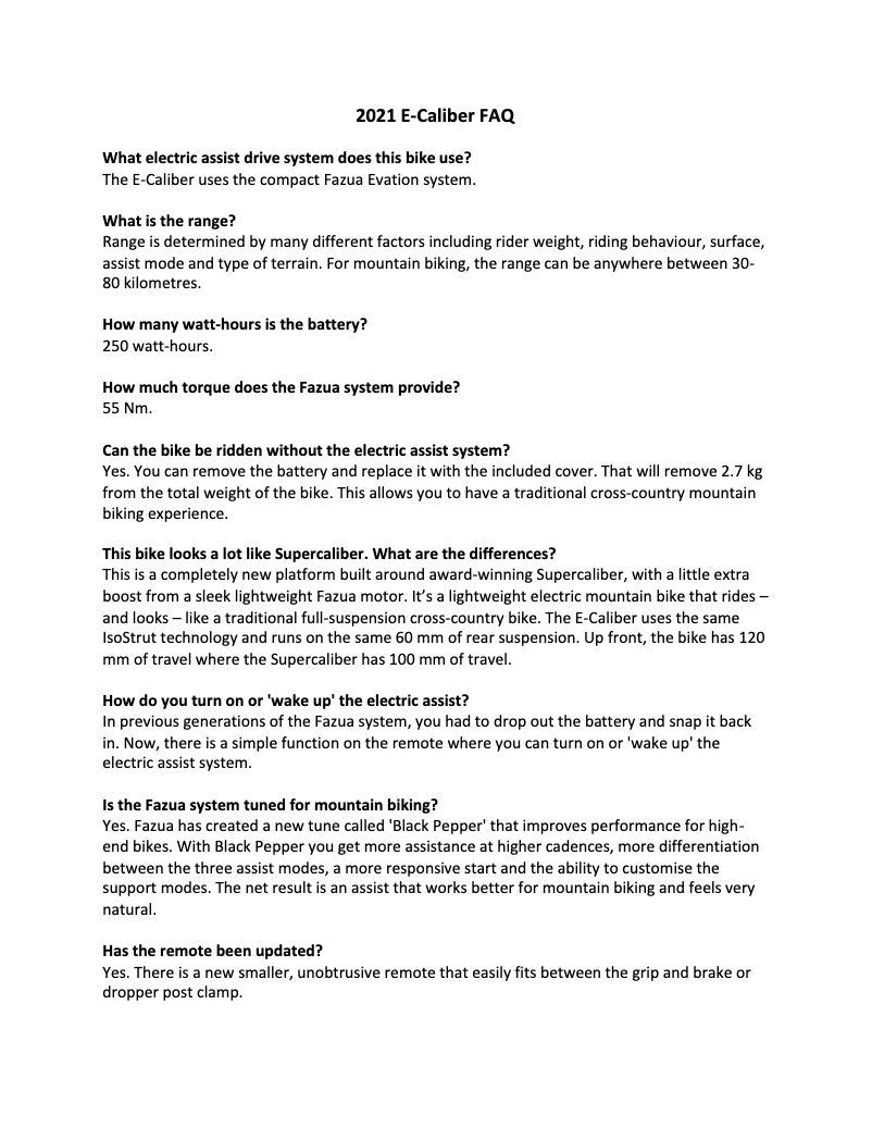 Página 1 del manual Preguntas frecuentes Trek E-Caliber 9.8 GX AXS Gen 1