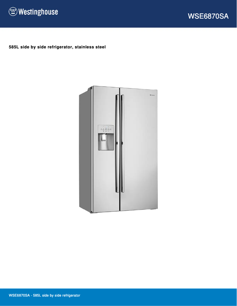 Page n°1 - Fiche technique Westinghouse WSE6870SA