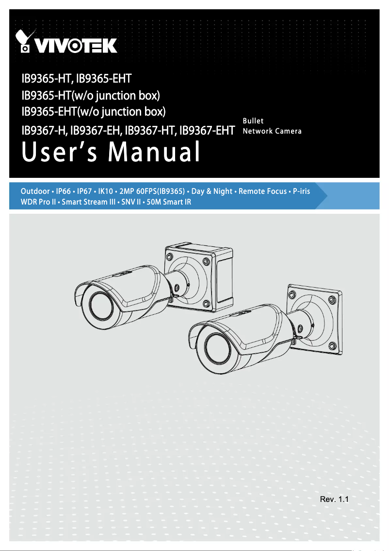 Page 1 de la notice Manuel utilisateur Vivotek IB9367-HT