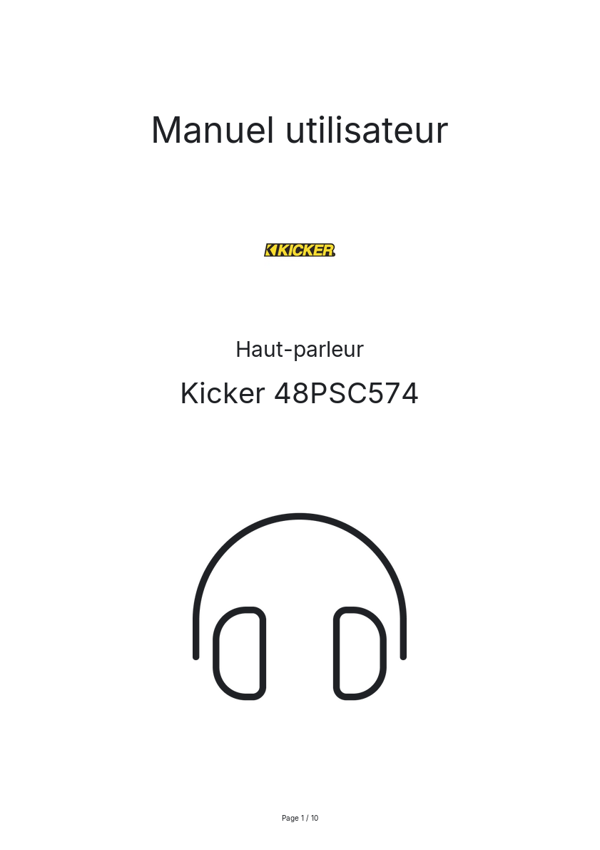 Page n°1 - Manuel utilisateur Kicker 48PSC574