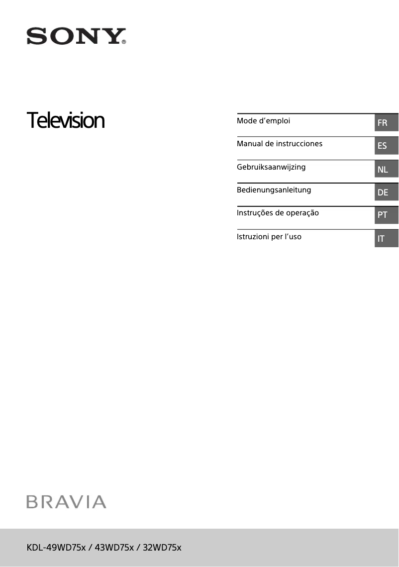 Page 1 de la notice Manuel utilisateur Sony Bravia KDL-43WD755