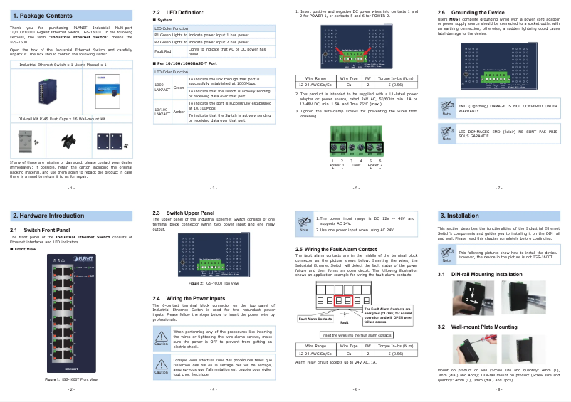 Page 1 de la notice Manuel utilisateur Planet IGS-1600T