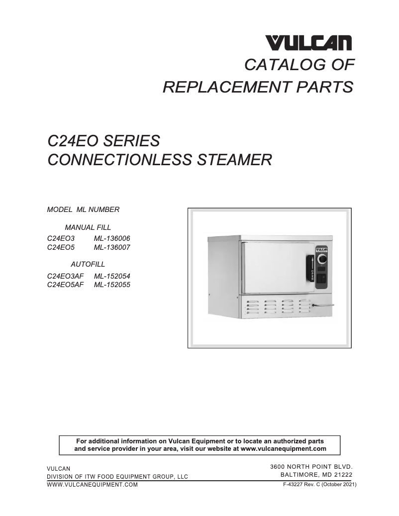 Page 1 de la notice Catalogue Vulcan C24EO3