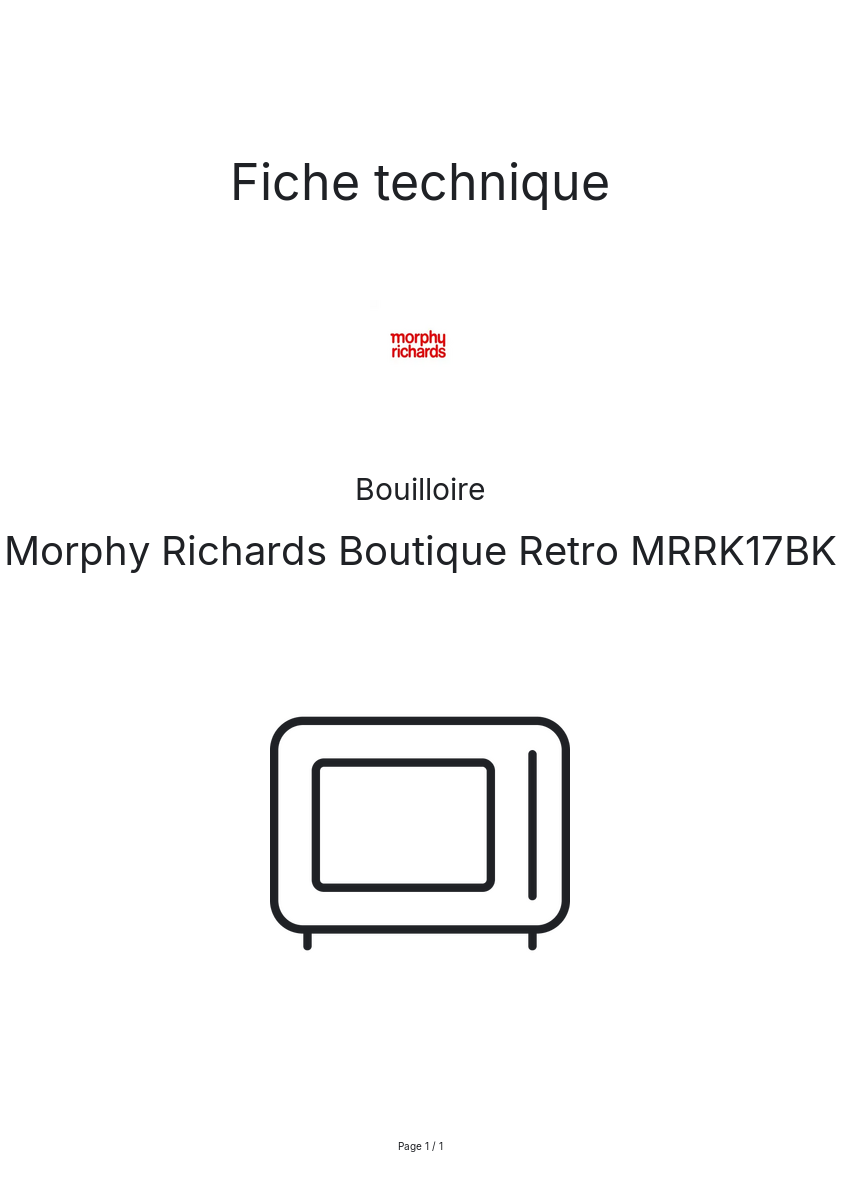 Image de la première page du manuel de l'appareil Boutique Retro MRRK17BK