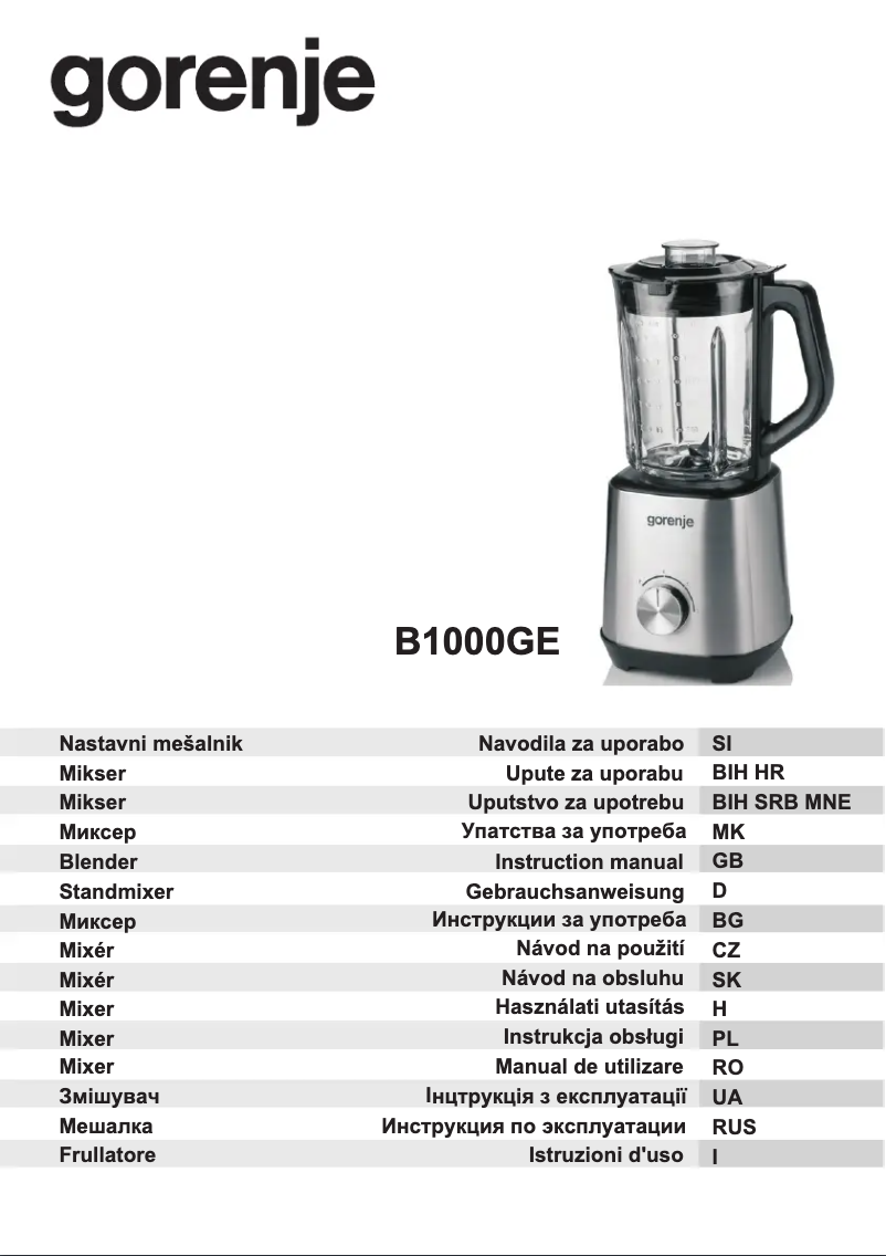 Page n°1 - Manuel utilisateur Gorenje B1000GE