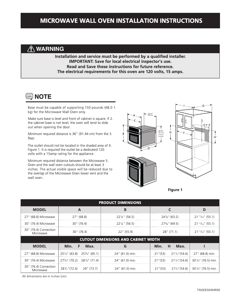 Page n°1 - Guide d'installation Electrolux E30MO75HSS