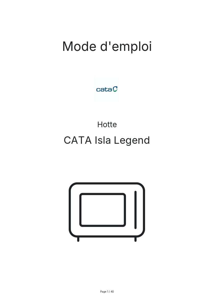 Image de la première page du manuel de l'appareil Isla Legend
