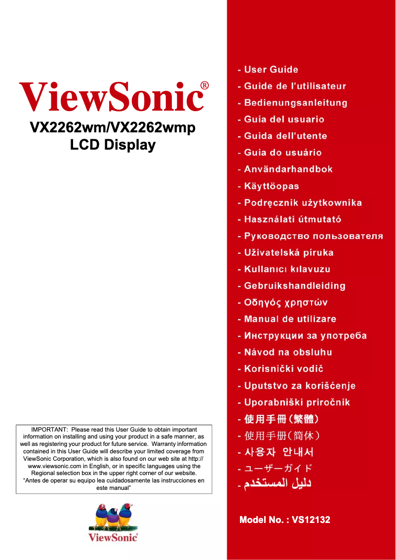 Page 1 de la notice Manuel utilisateur Viewsonic VX2262wm
