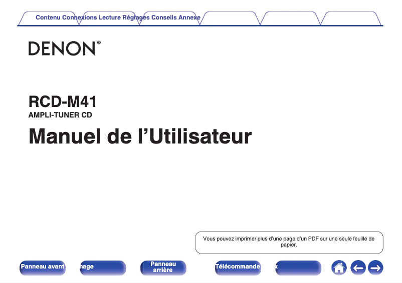 Page 1 de la notice Manuel utilisateur Denon D-M41