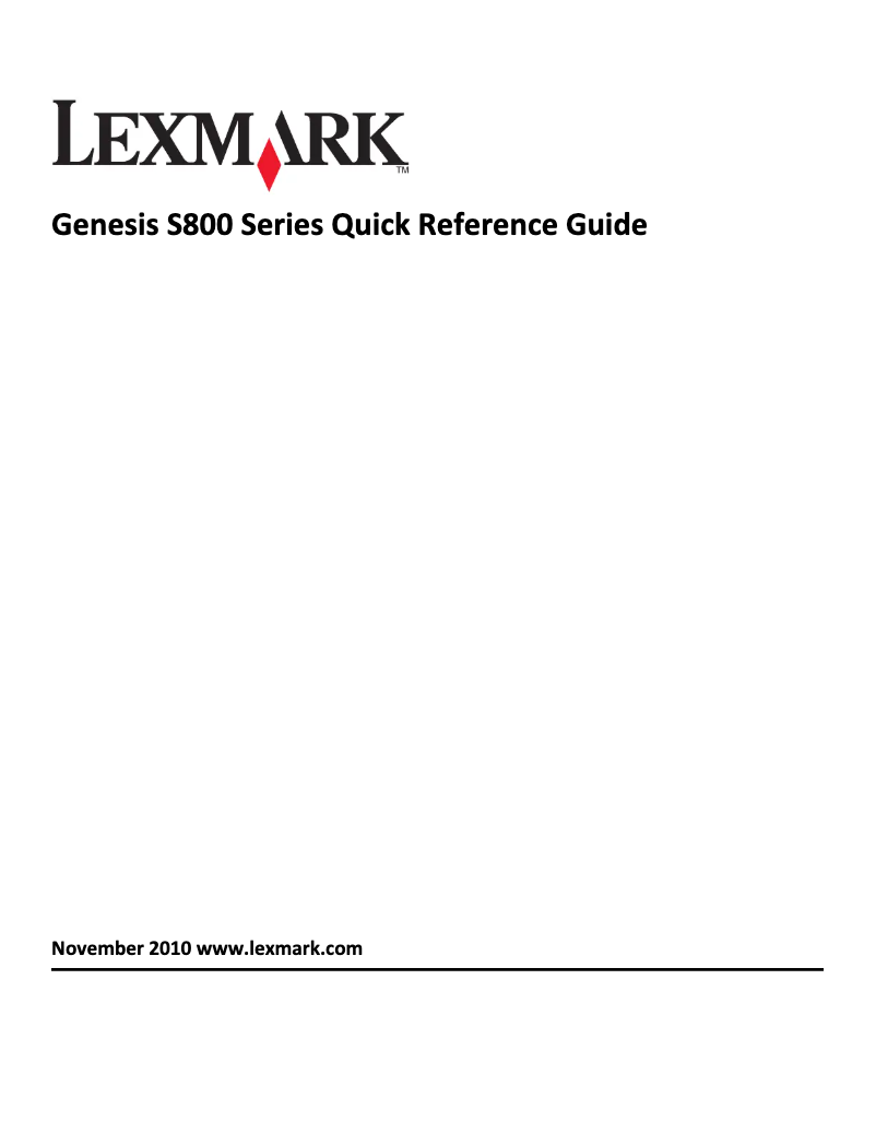Page 1 de la notice Manuel utilisateur Lexmark Genesis S815