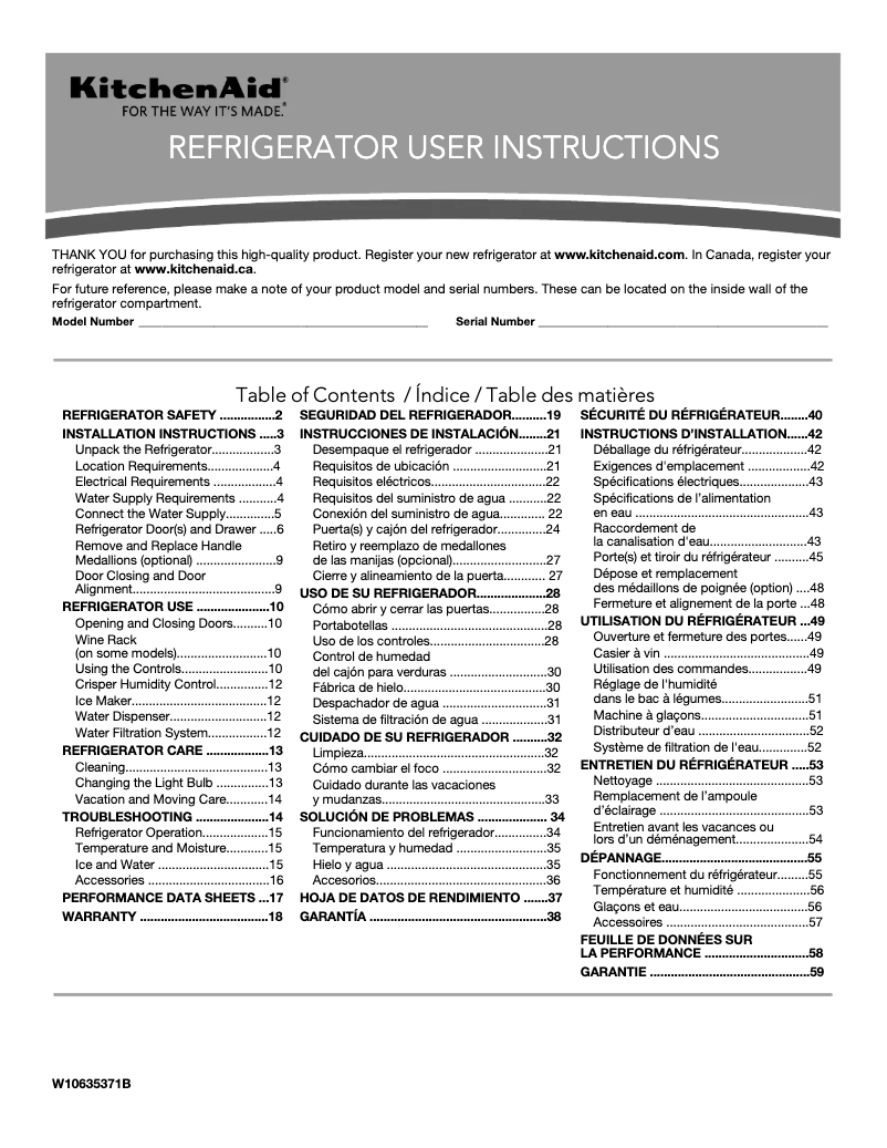Image de la première page du manuel de l'appareil KRFF305EBS