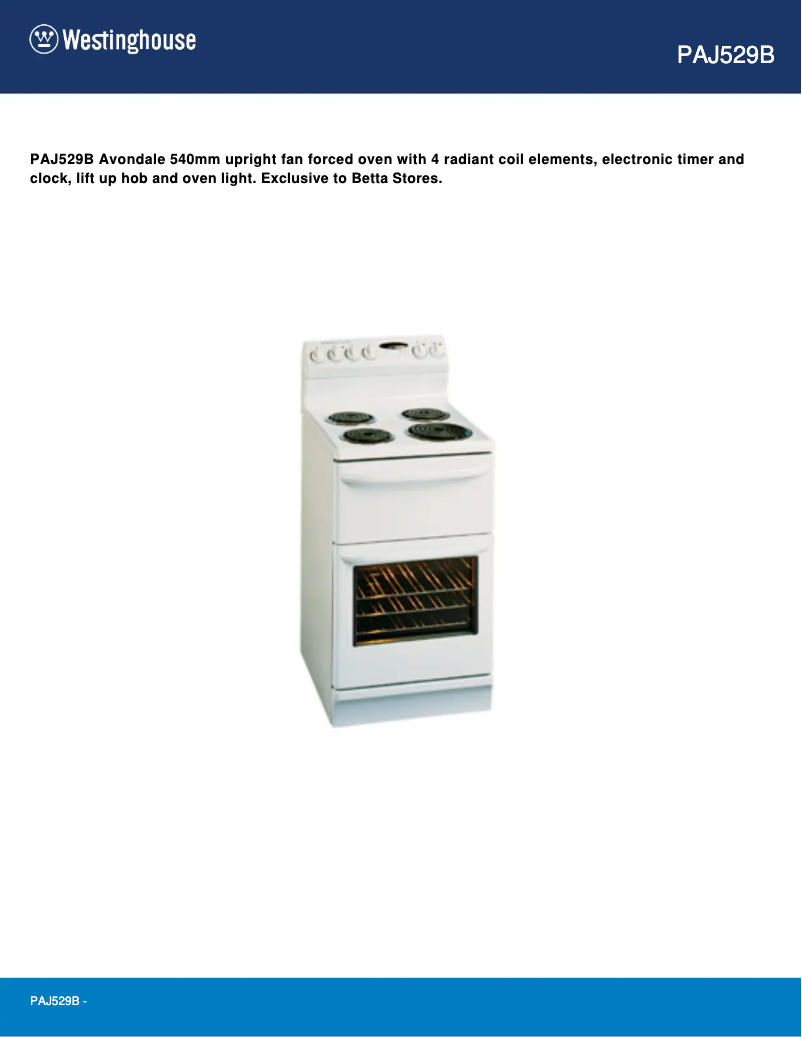 Page 1 de la notice Manuel utilisateur Westinghouse PAJ529B