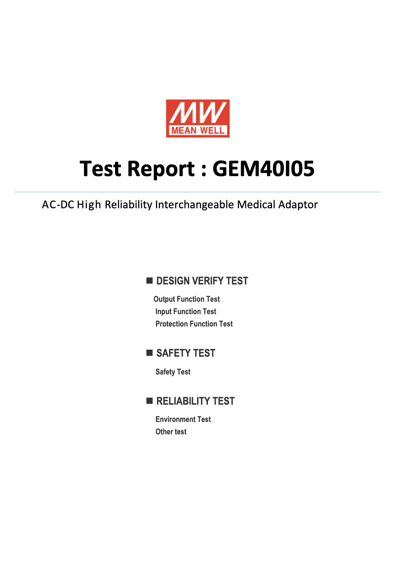 Page n°1 - Fiche technique Mean Well GEM40I05-P1J