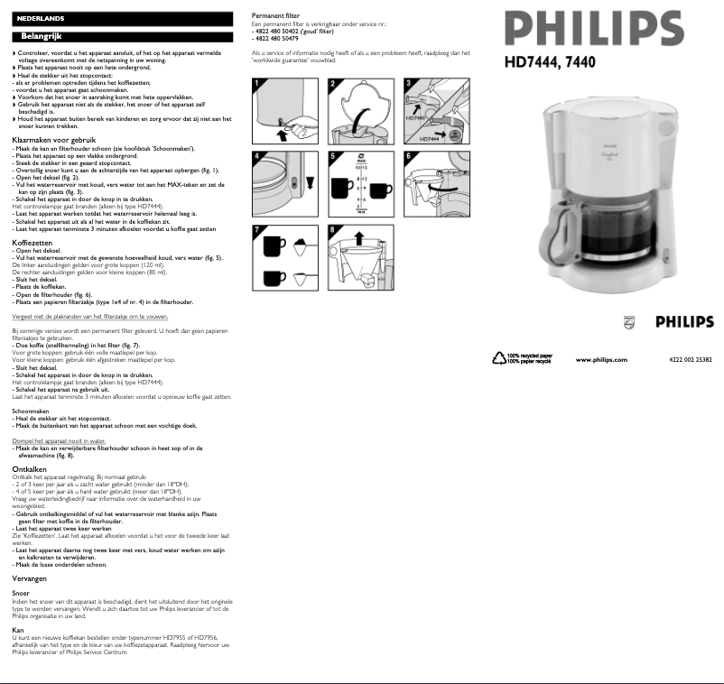 Image de la première page du manuel de l'appareil Comfort HD7444