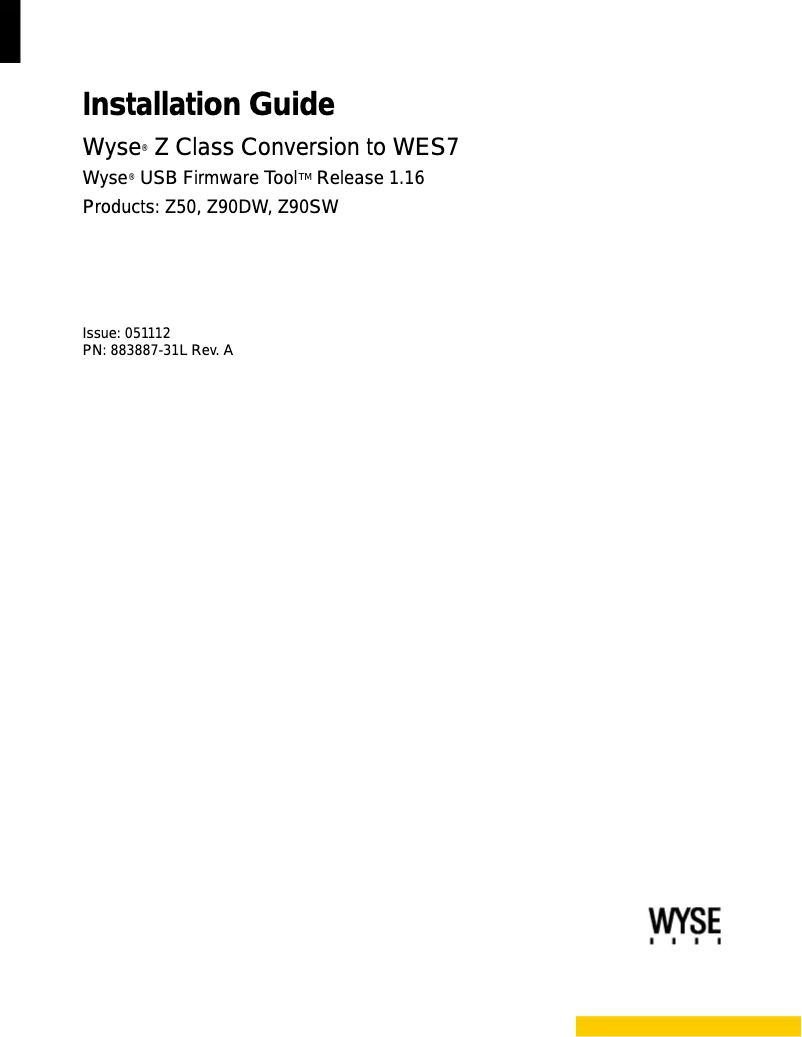 Page 1 de la notice Manuel utilisateur Dell Wyse WES7 conversion kit for Z class