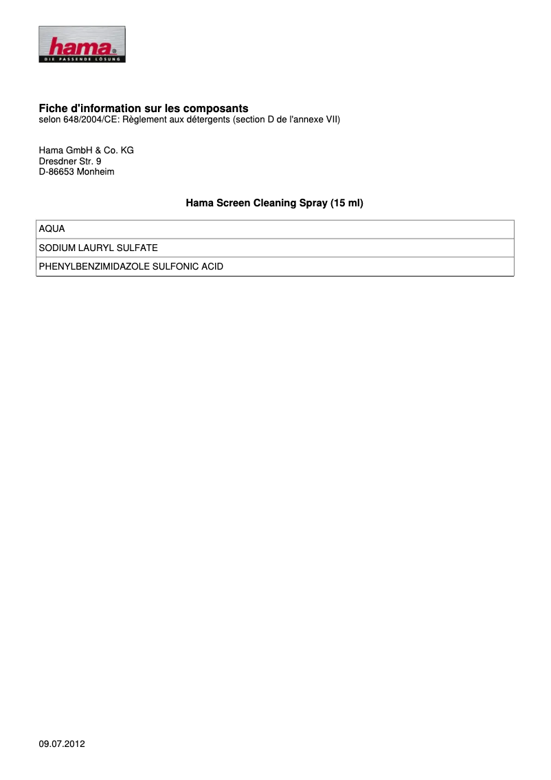 Page n°1 - Manuel utilisateur Hama 00095863