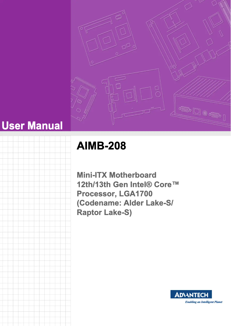 Page n°1 - Manuel utilisateur Advantech AIMB-208