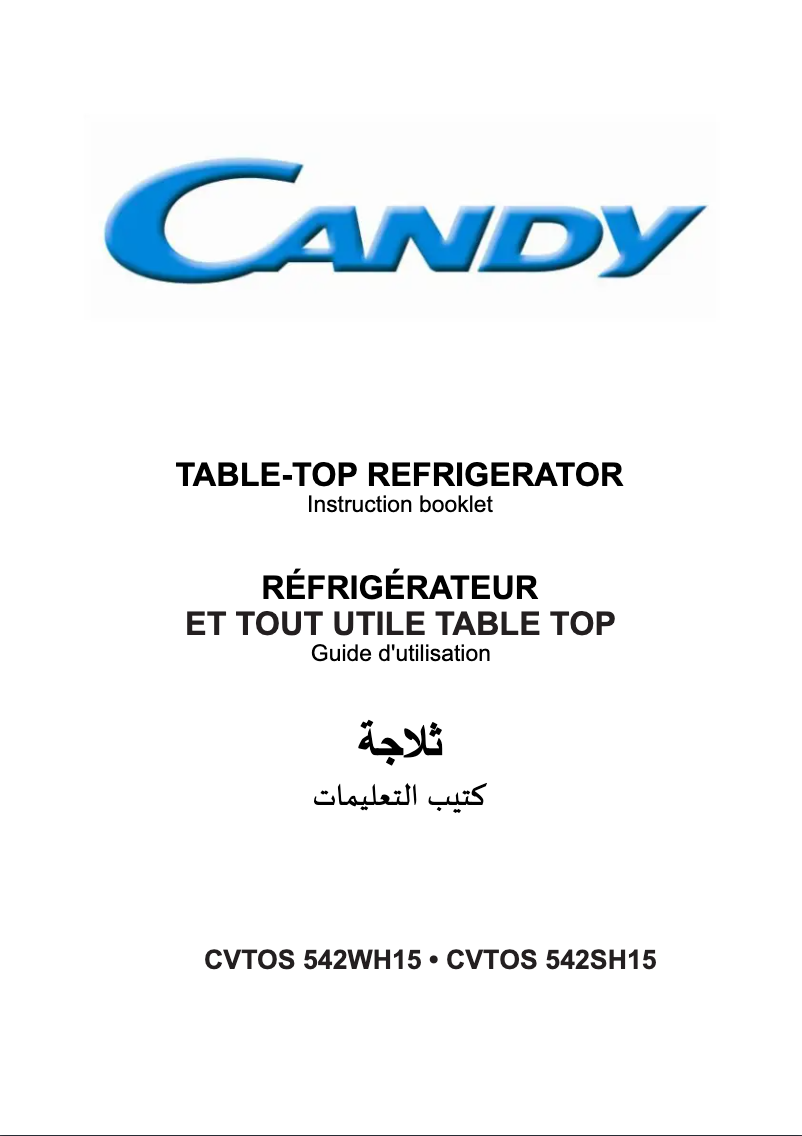 Page 1 de la notice Manuel utilisateur Candy CVTOS 542WH15