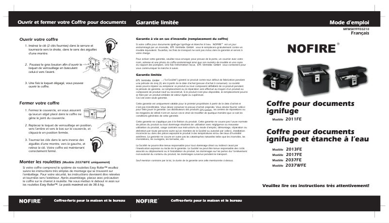 Image de la première page du manuel de l'appareil 2013FE