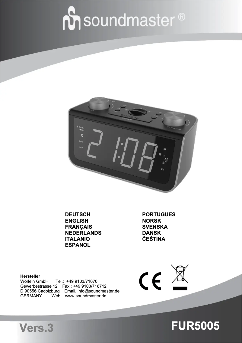 Page 1 de la notice Manuel utilisateur Soundmaster FUR5005