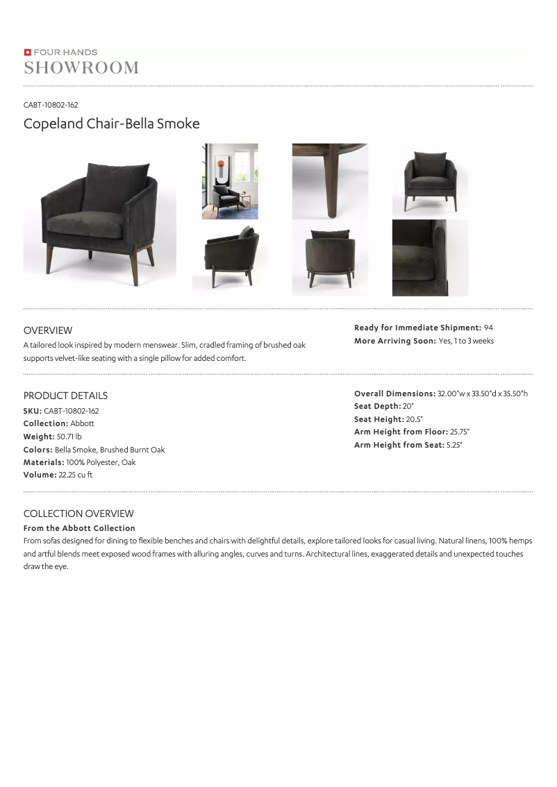 Page 1 de la notice Manuel utilisateur Four Hands CABT-10802-162