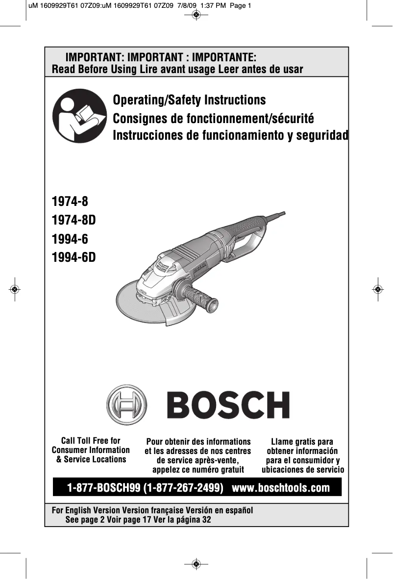 Page 1 de la notice Manuel utilisateur Bosch 1994-6