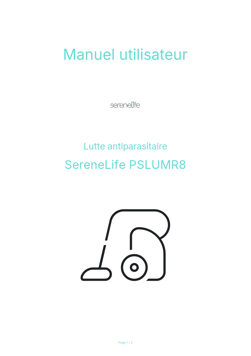 Page n°1 - Manuel utilisateur SereneLife PSLUMR8