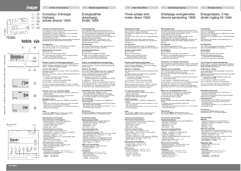 Page 1 de la notice Manuel utilisateur Hager TE360