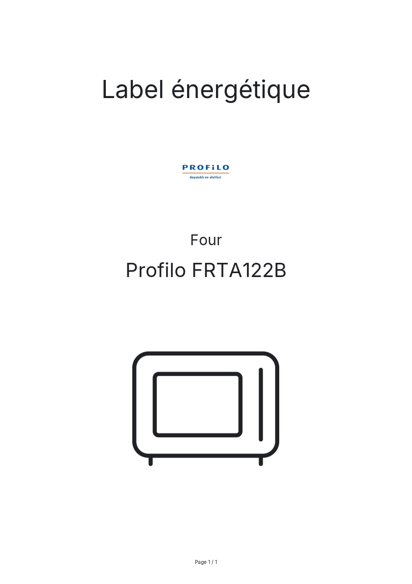 Page n°1 - Label énergétique Profilo FRTA122B
