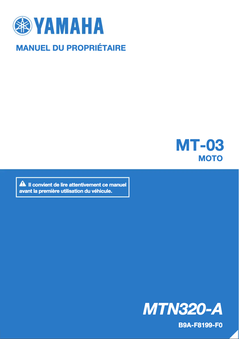 Page n°1 - Manuel utilisateur Yamaha MT-03 (2018)