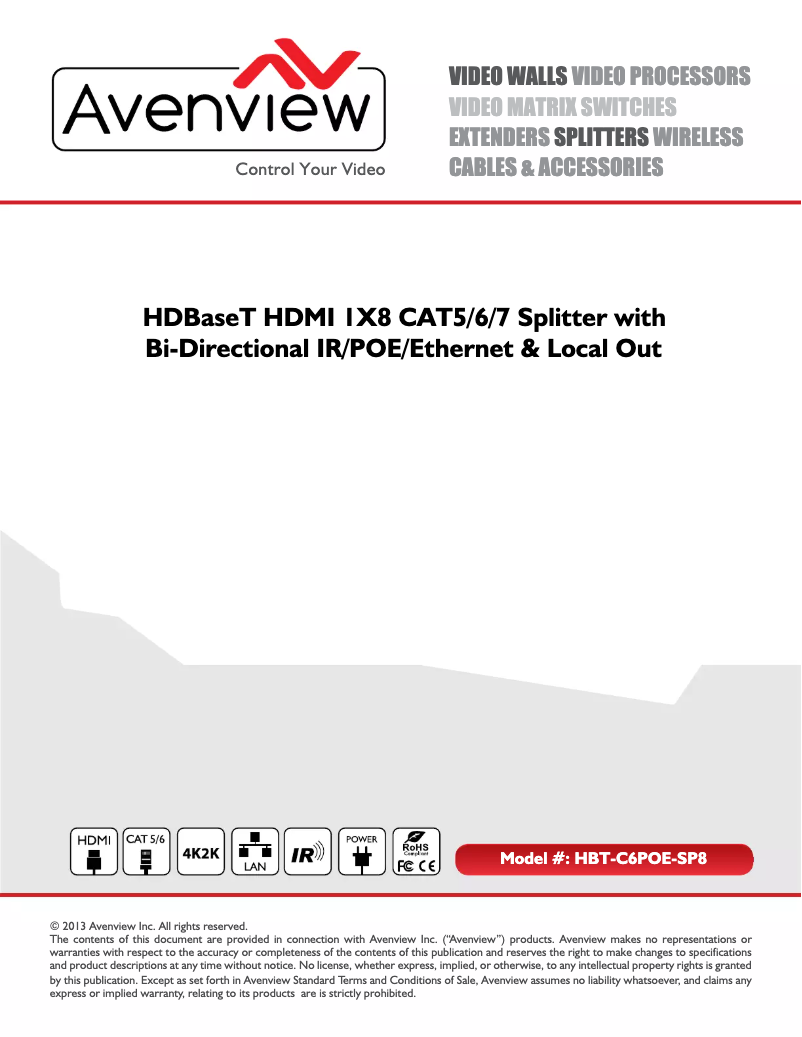 Page 1 de la notice Manuel utilisateur Avenview HBT-C6POE-SP8