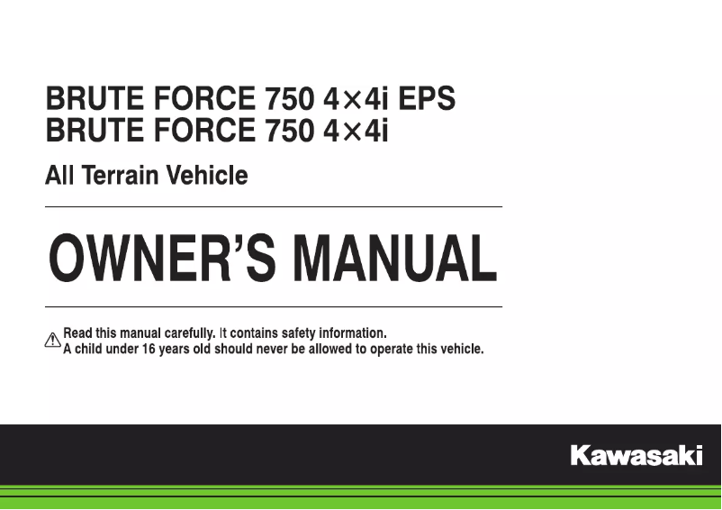 Page 1 de la notice Manuel utilisateur Kawasaki Brute Force 750 4x4i (2018)
