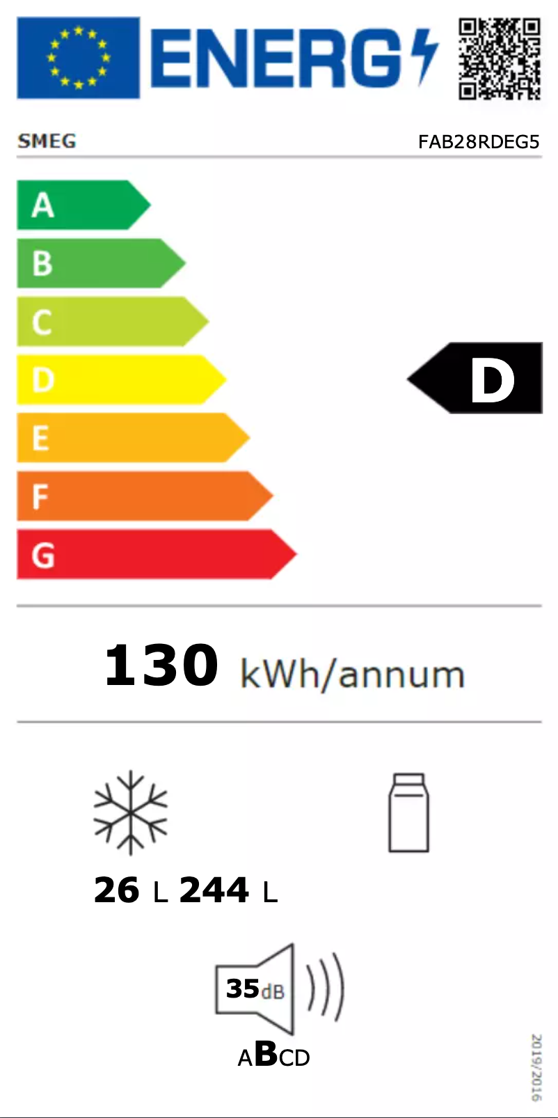 Page n°1 - Label énergétique Smeg FAB28RDEG5