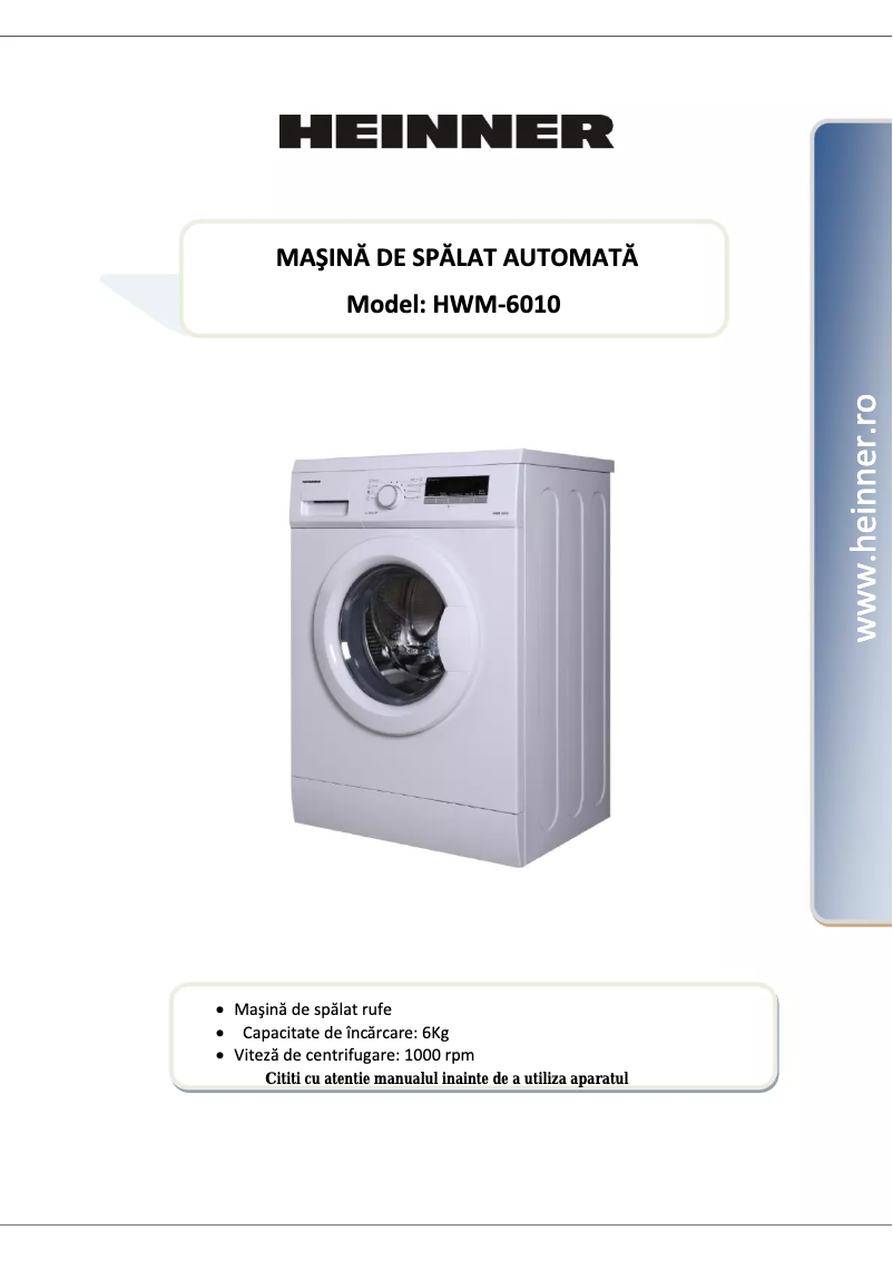 Page n°1 - Manuel utilisateur Heinner HWM-6010