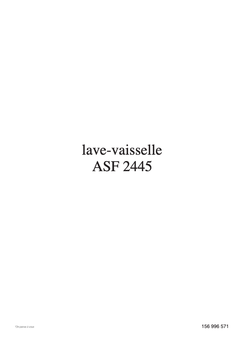 Image de la première page du manuel de l'appareil ASF 2445
