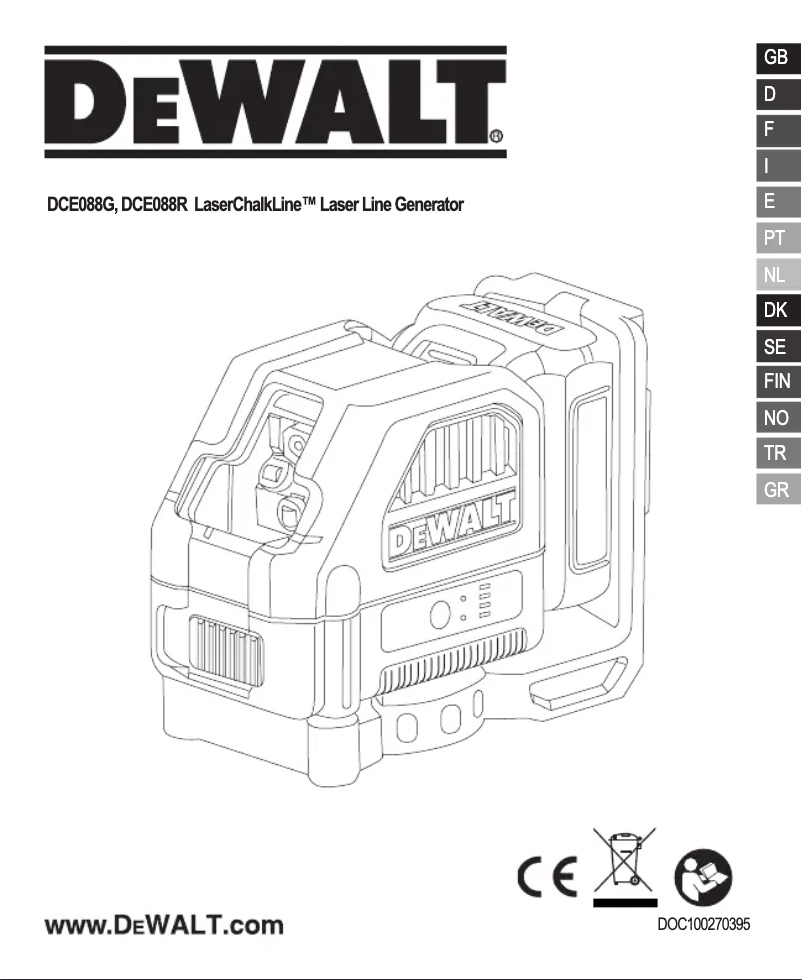 Page 1 de la notice Manuel utilisateur DeWalt DCE088G